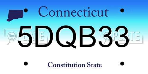 5DQB33 Connecticut License Plate