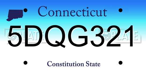 5DQG321 Connecticut License Plate