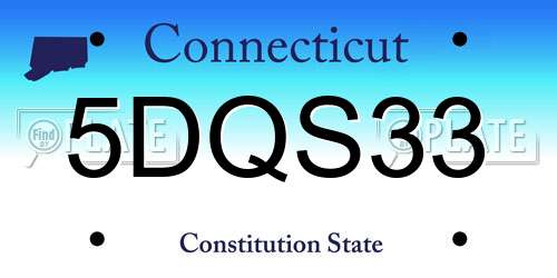 5DQS33 Connecticut License Plate