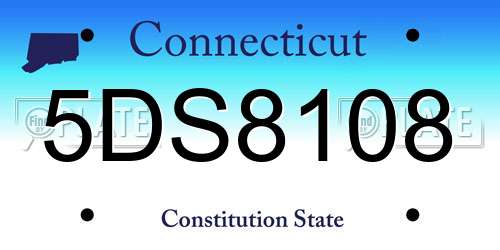 5DS8108 Connecticut License Plate