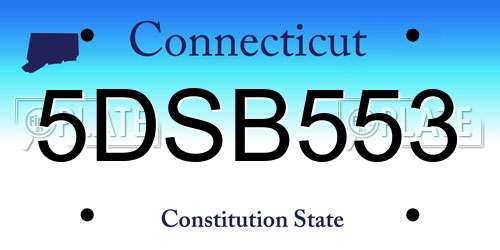5DSB553 Connecticut License Plate