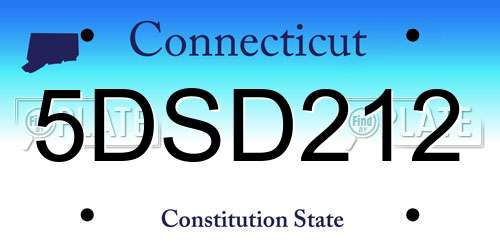 5DSD212 Connecticut License Plate