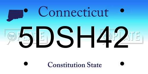 5DSH42 Connecticut License Plate