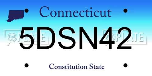 5DSN42 Connecticut License Plate