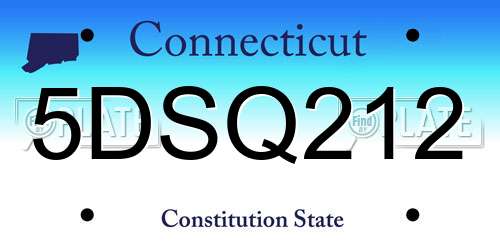 5DSQ212 Connecticut License Plate