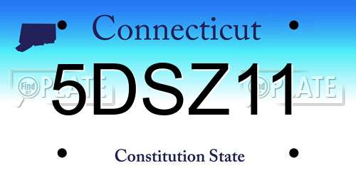 5DSZ11 Connecticut License Plate