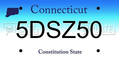 5DSZ50 Connecticut License Plate