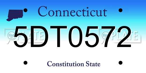 5DT0572 Connecticut License Plate