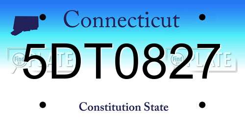 5DT0827 Connecticut License Plate