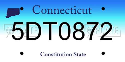 5DT0872 Connecticut License Plate