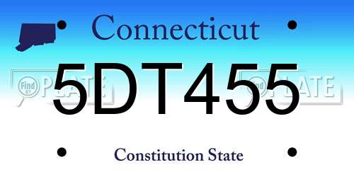 5DT455 Connecticut License Plate