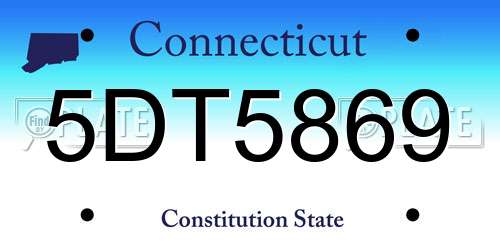 5DT5869 Connecticut License Plate