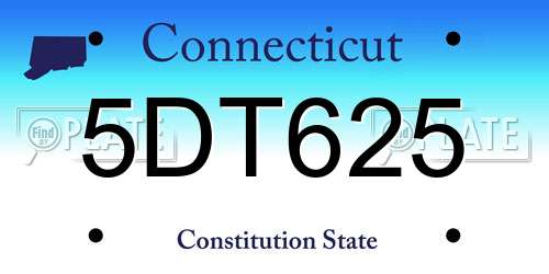5DT625 Connecticut License Plate