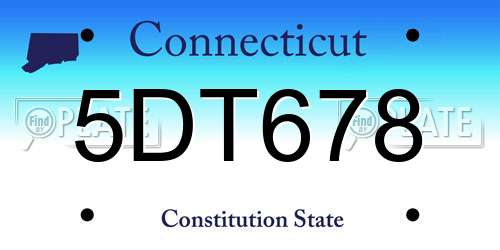5DT678 Connecticut License Plate