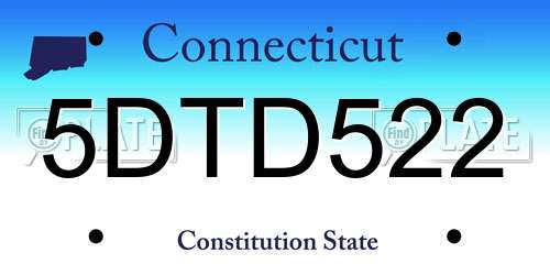 5DTD522 Connecticut License Plate
