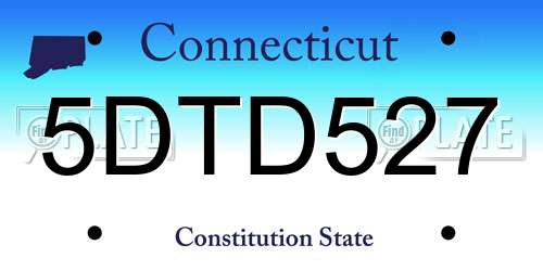 5DTD527 Connecticut License Plate
