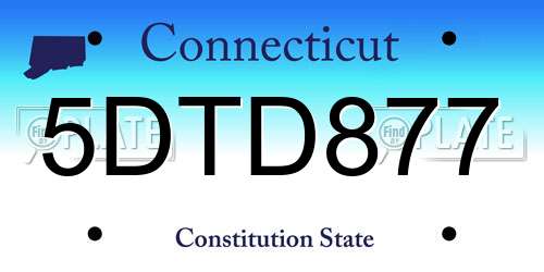 5DTD877 Connecticut License Plate