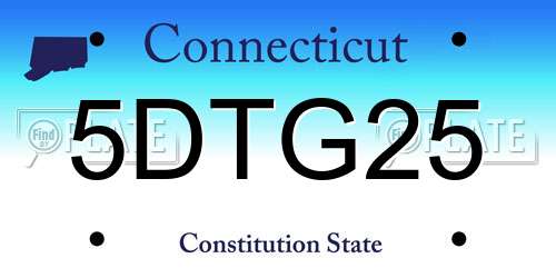 5DTG25 Connecticut License Plate