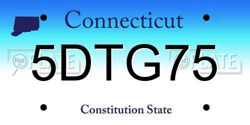5DTG75 Connecticut License Plate