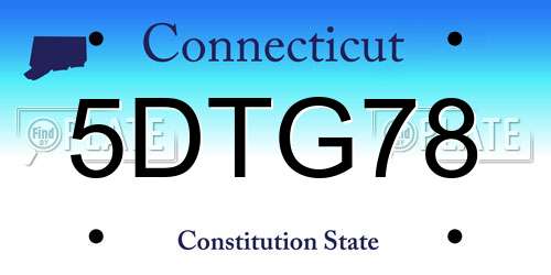 5DTG78 Connecticut License Plate