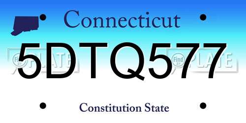 5DTQ577 Connecticut License Plate