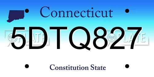 5DTQ827 Connecticut License Plate