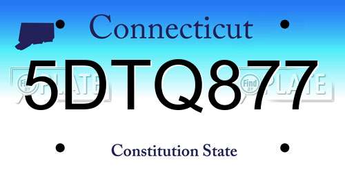 5DTQ877 Connecticut License Plate
