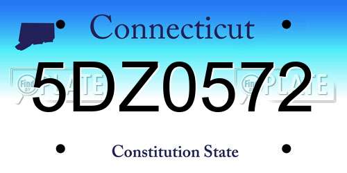 5DZ0572 Connecticut License Plate