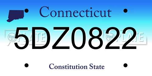 5DZ0822 Connecticut License Plate