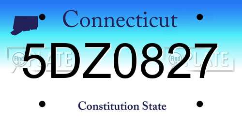 5DZ0827 Connecticut License Plate