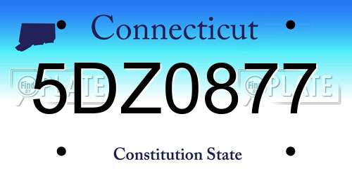 5DZ0877 Connecticut License Plate