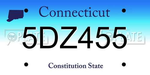 5DZ455 Connecticut License Plate