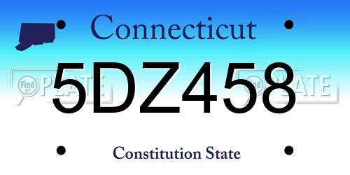 5DZ458 Connecticut License Plate