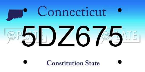 5DZ675 Connecticut License Plate