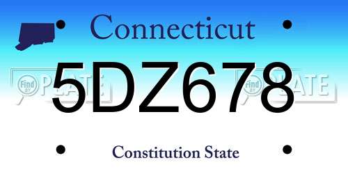 5DZ678 Connecticut License Plate