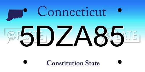 5DZA85 Connecticut License Plate