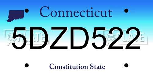 5DZD522 Connecticut License Plate
