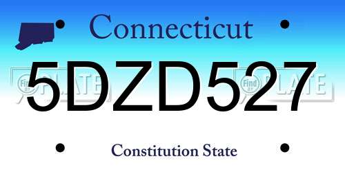 5DZD527 Connecticut License Plate