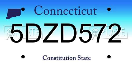 5DZD572 Connecticut License Plate