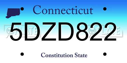 5DZD822 Connecticut License Plate