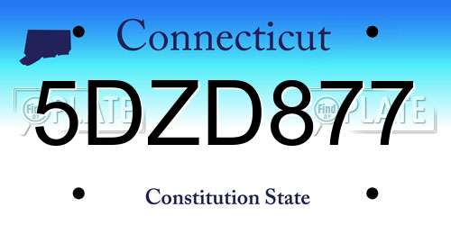 5DZD877 Connecticut License Plate
