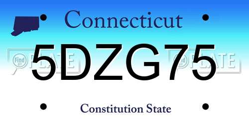 5DZG75 Connecticut License Plate