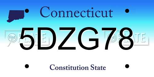 5DZG78 Connecticut License Plate