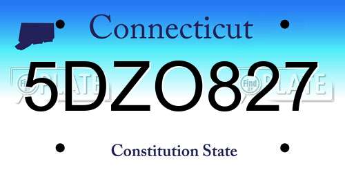 5DZO827 Connecticut License Plate