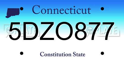 5DZO877 Connecticut License Plate