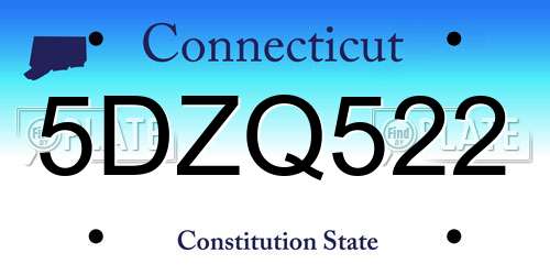 5DZQ522 Connecticut License Plate