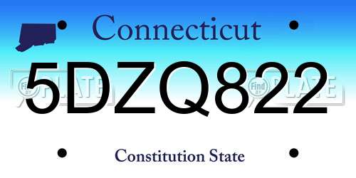 5DZQ822 Connecticut License Plate