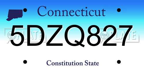 5DZQ827 Connecticut License Plate