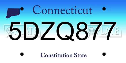 5DZQ877 Connecticut License Plate