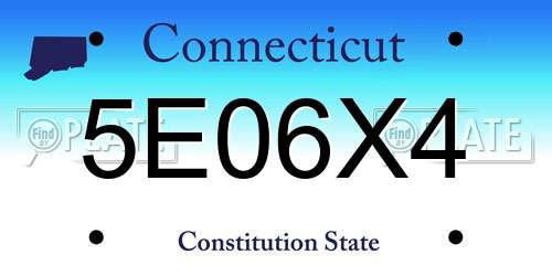 5E06X4 Connecticut License Plate